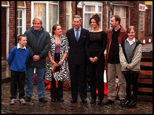 Prince Charles greets cast members from Great Britain''s longest running soap opera, 'Coronation Street' in 2000.