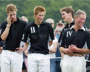 The royals love their polo. Prince William, Prince Harry and Prince Charles share a joke with English Polo player Luke Tomlinson in 2003.