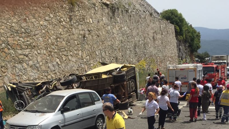 The bus crashed near Marmaris after travelling from the western city of Izmir