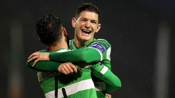Trevor Clarke celebrates his goal at Dalymount Park