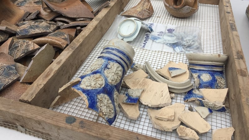Pottery and glass dating from the 1600s was found during the excavation