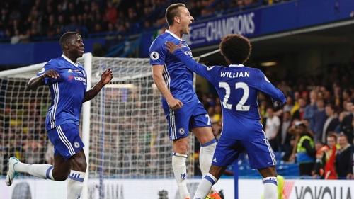 John Terry celebrates what is likely to be his last ever goal for Chelsea