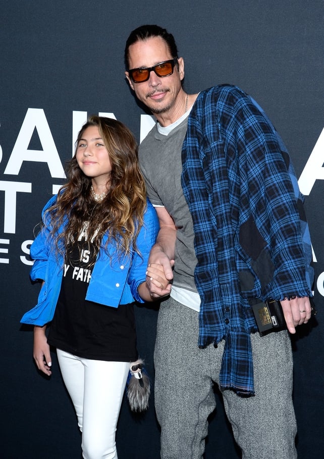 The fashionable Chris attends the Saint Laurent show at The Hollywood Palladium with his daughter Toni.