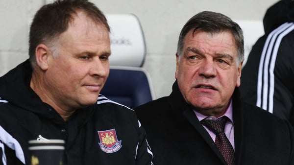 Neil McDonald (L) in the West Ham dugout with Sam Allardyce