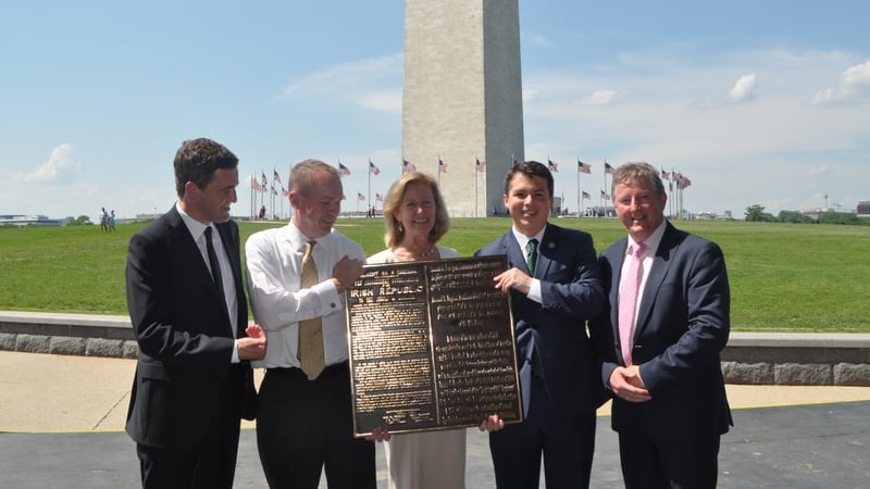 The plaque was officially presented by the Minister of State Seán Canney (far right) on behalf of President Michael D Higgins