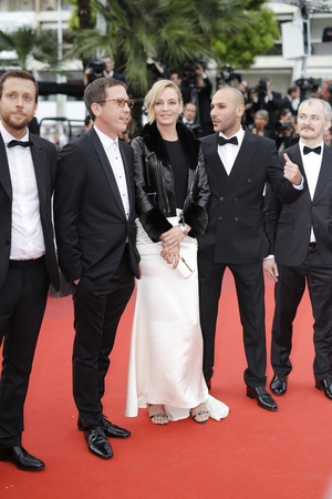 Day Two - Thursday May 18:
President of 'Un Certain regard' Jury, Uma Thurman was stylish in a long skirt and leather and fur perfecto!