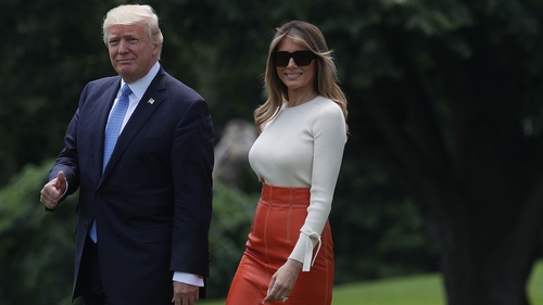 Donald and Melania Trump pictured at the White House before their departure