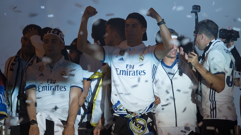 Ronaldo celebrates Real Madrid's first league title in five years