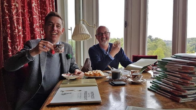 Children's Laureate PJ Lynch with Patrick and the President co-author Ryan Tubridy at Lismore Castle.