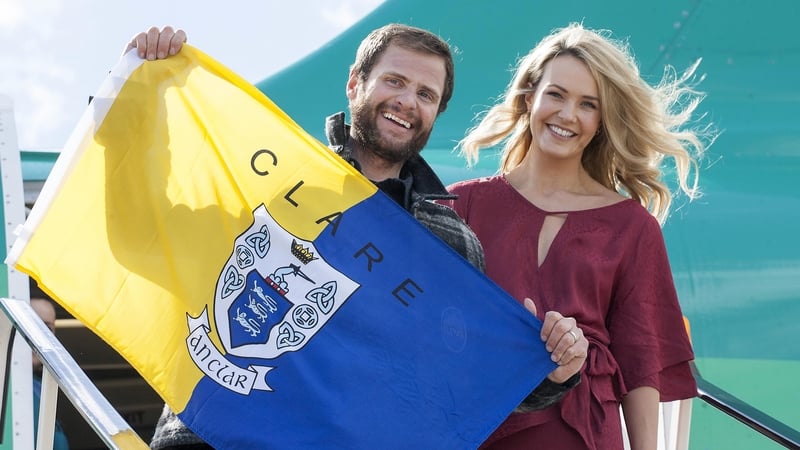 John Burke was welcomed home by wife Aoibhín Garrihy at Shannon Airport on Monday Photo: Arthur Ellis Photography