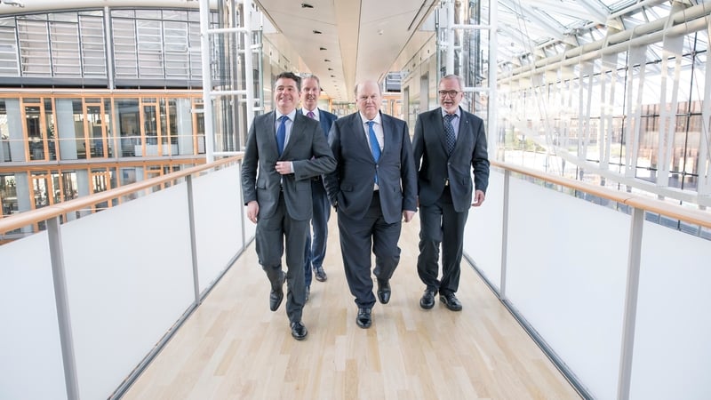 Ministers Paschal Donohoe and Michael Noonan at the European Investment Bank in Luxembourg today