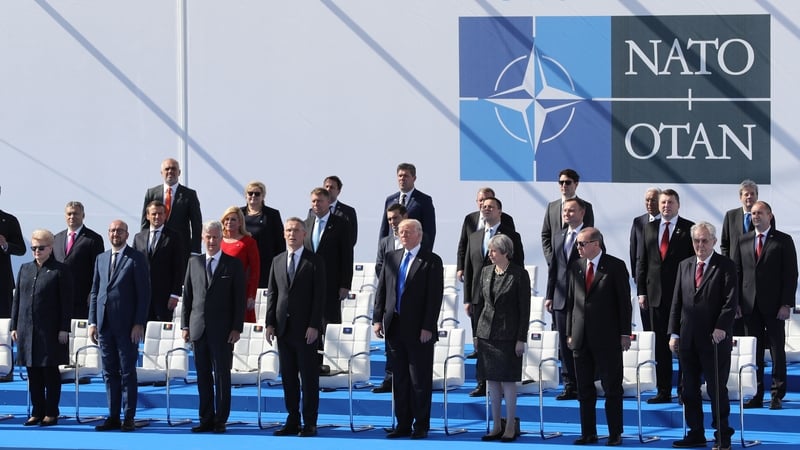 NATO leaders at the organisation's new headquarters