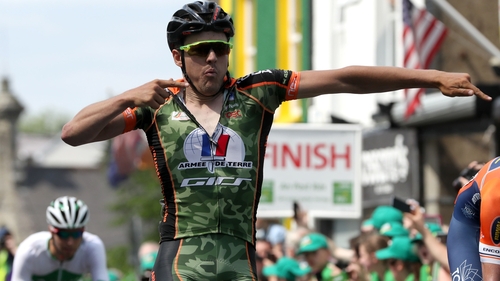 Yannis Yssad celebrates his stage win