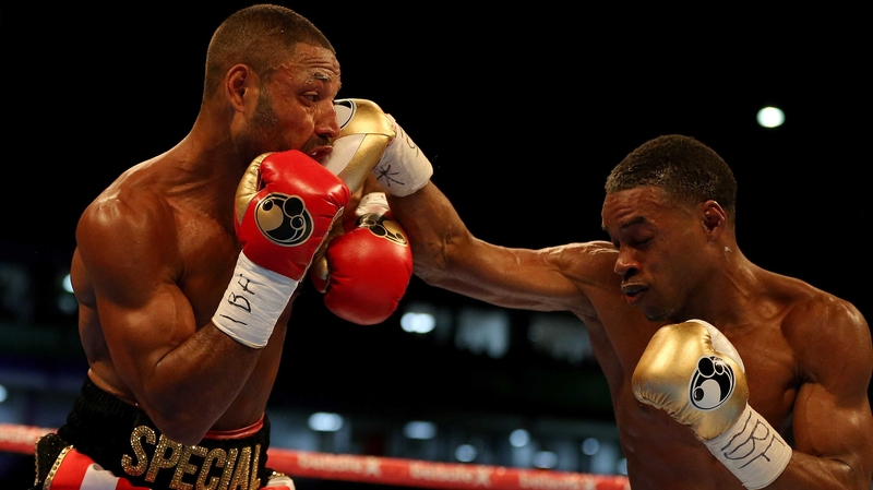 Kell Brook (L) in action against Errol Spence JR at Bramall Lane