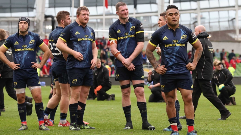 Munster's Duncan Williams, Stephen Archer, Donnacha Ryan and Francis Saili stand dejected after the game