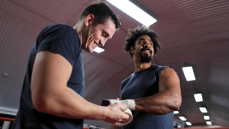 Shane McGuigan (L) with David Haye