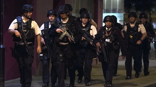 Armed police arrive at the scene of the incidents in the Borough Market area
