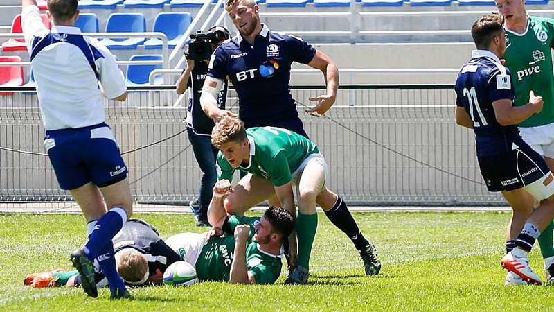 Jack Kelly celebrates an Irish try