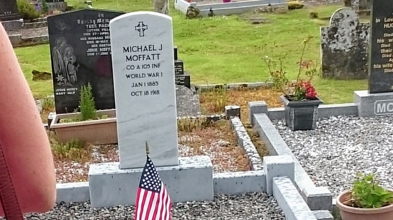 Michael Moffatt's new headstone at the family plot in Kiltoghert, Co Leitrim