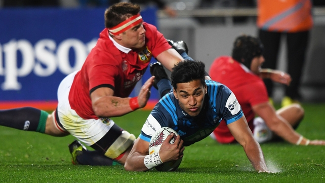Blues' Rieko Ioane scores the game's first try