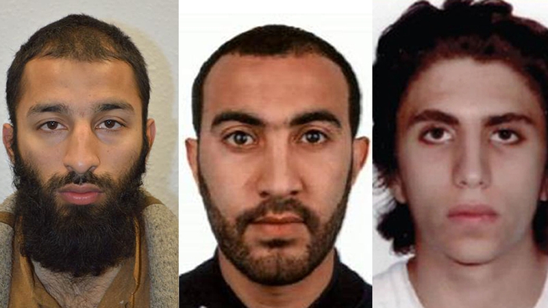 (L-R) Khuram Butt, Rachid Redouane and Youssef Zaghba carried out the London attack