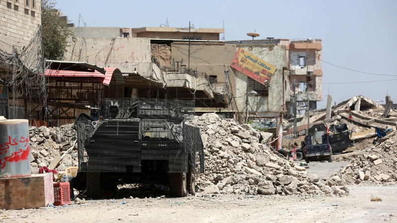 Iraqi federal police force seen during a battle at Dawasa district in western Mosul last month