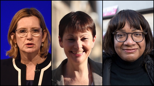 Female MPs Amber Rudd, Caroline Lucas and Diane Abbott