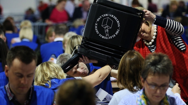 Those counting votes in Lisburn make sure that every voting paper is taken out of the ballot box