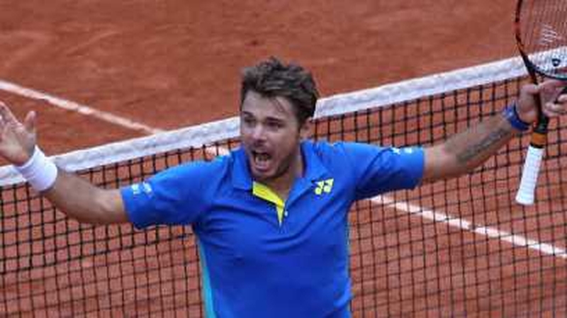 Switzerland's Stanislas Wawrinka reacts after scoring a point