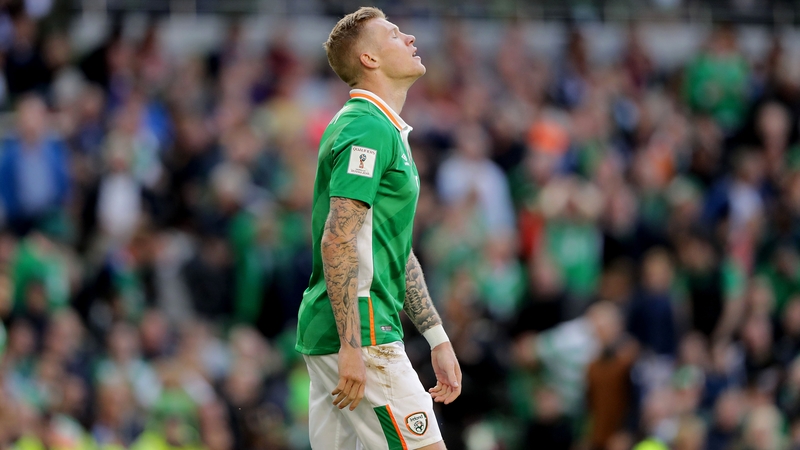 James McClean frustrated with a missed opportunity during the 1-1 draw with Austria