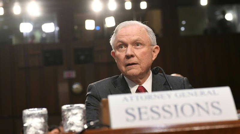 Jeff Sessions testifies during a US Senate Select Committee on Intelligence hearing on Capitol Hill in Washington, DC