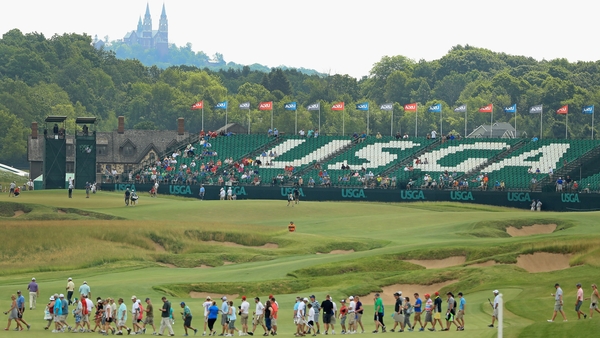 The blimp was hovering over Erin Hills before crashing