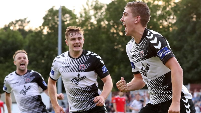 Oscar Brennan celebrates his goal for Bohs