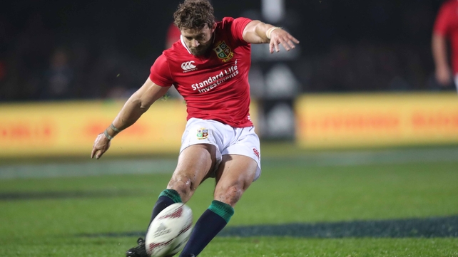 Leigh Halfpenny kicks four penalties and the Lions lead 12-10 at half-time
