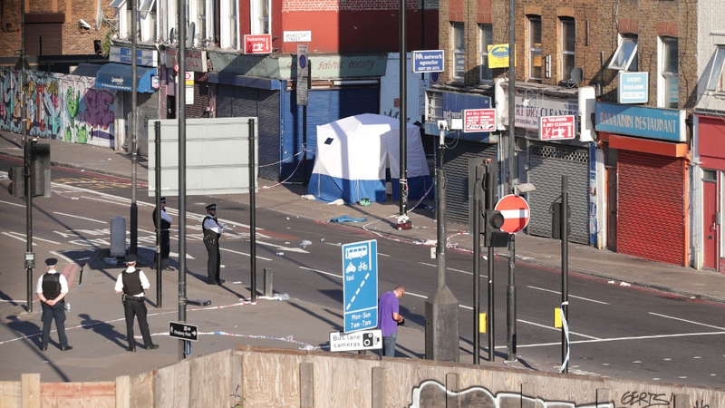 A police forensic tent erected at Finsbury Park in north London