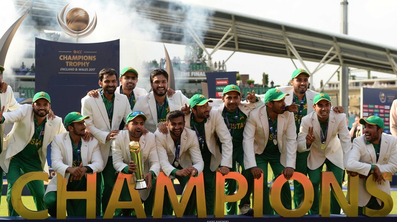 Pakistan celebrate after winning their ICC Champions Trophy final match against India