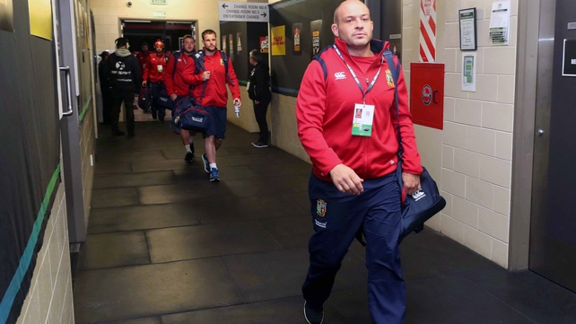 Rory Best lead the Lions into the stadium