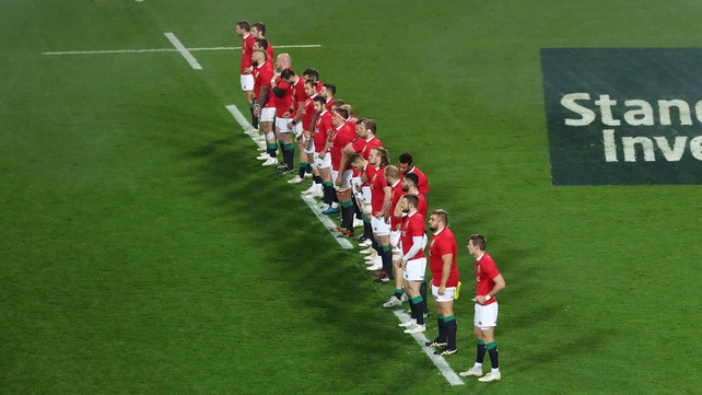 The Lions face down the Chiefs haka.
