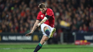 Dan Biggar kicks a first-half penalty