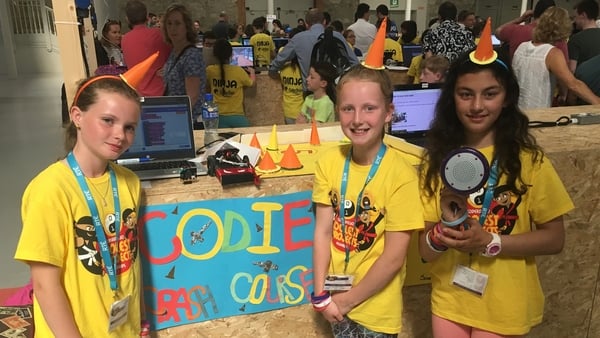 Codie Crash Course creators, 11-year-old Emer Morgan, Ellie McDonnell and Naoise Koppell
