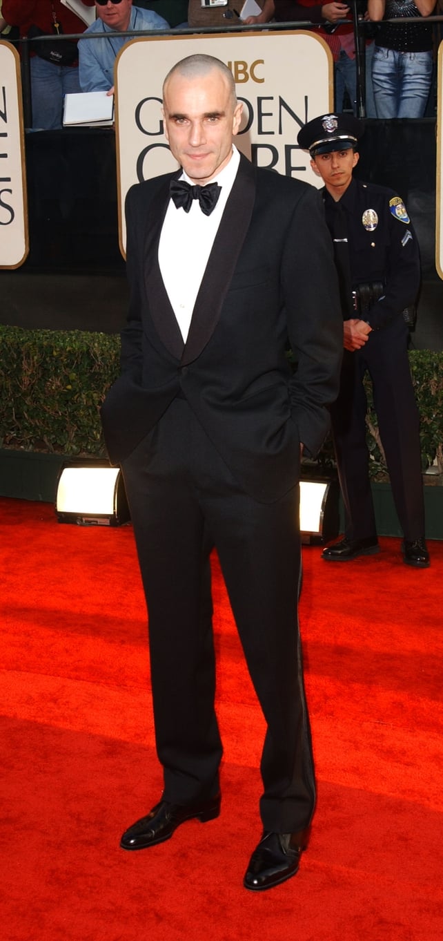 Shaved head and tuxedo in 2003: the actor is a real rebel at the Golden Globes.