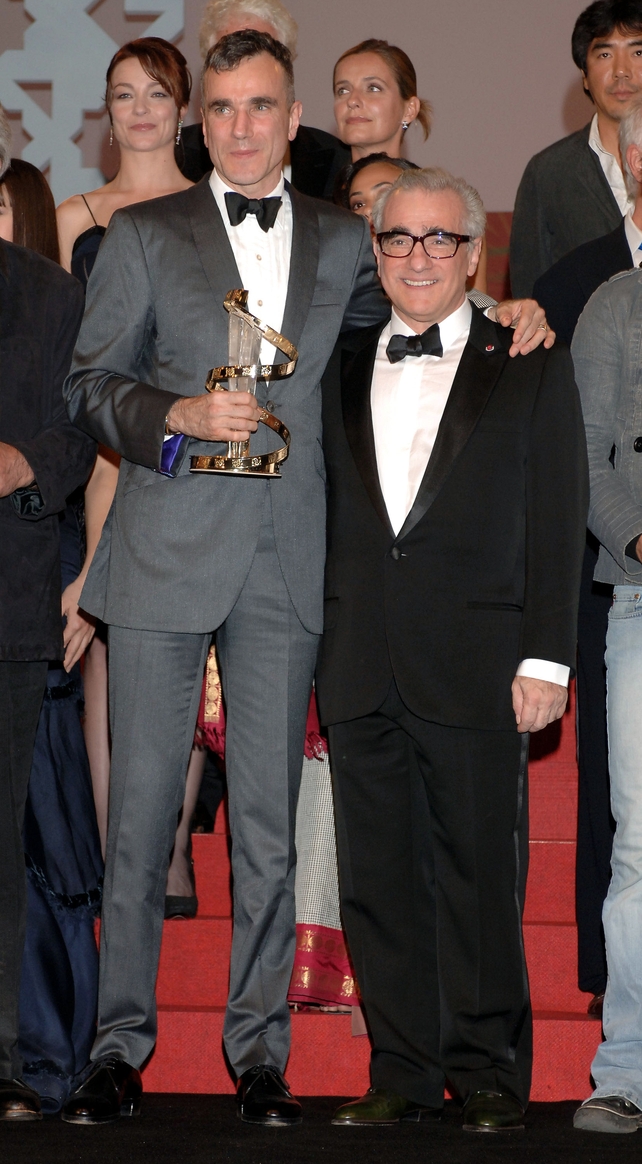 Day -Lewis and director Martin Scorsese posing after the actor won the Best Actor Award for 'The Ballad of Jack and Rose' during the Marrakesh International Film Festival in 2005.