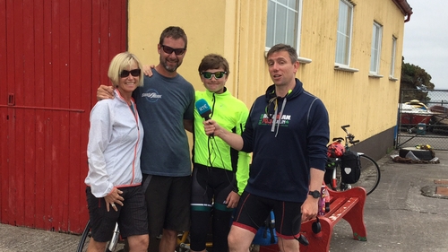 Cian McCormack (right) met the American Zellers family on his travels through Tarbert