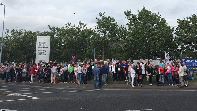 Hundreds are taking part in the protest vigil outside the hospital