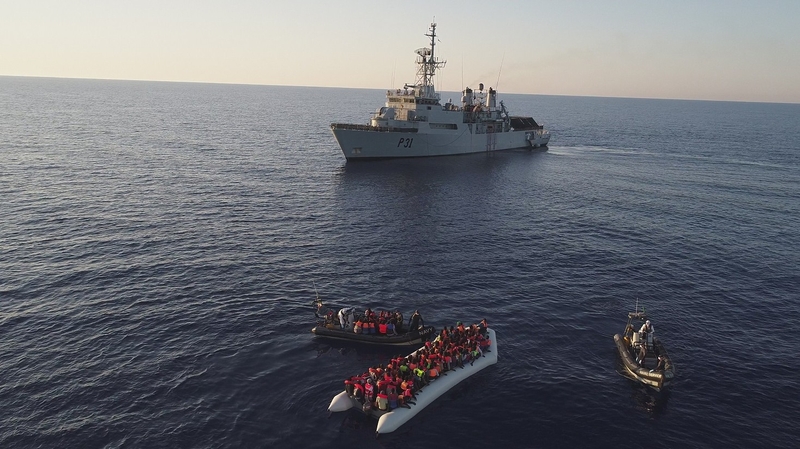 The LÉ Eithne is involved in rescue operations in the Mediterranean (file pic)