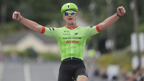 Ryan Mullen crosses the line to become the new national road race champion