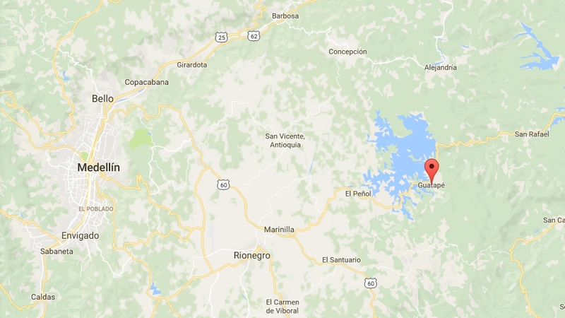 The reservoir is 68kms from the city of Medellin and one of Antioquia's main tourist draws (Pic: Google Maps)