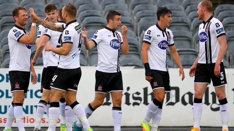 Dundalk celebrate their opening goal