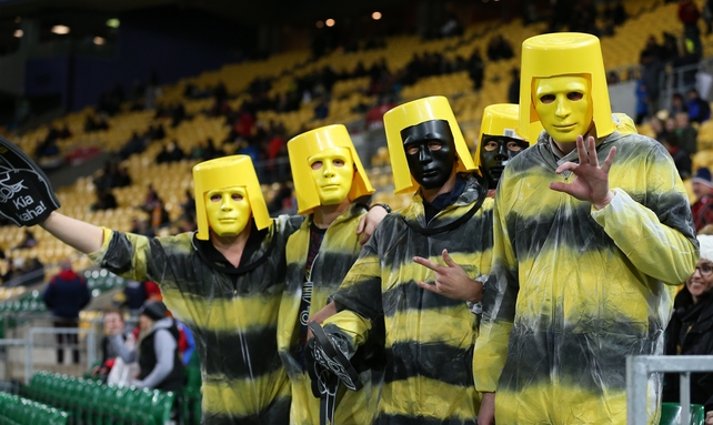 Fans of the Hurricanes in somewhat unusual attire