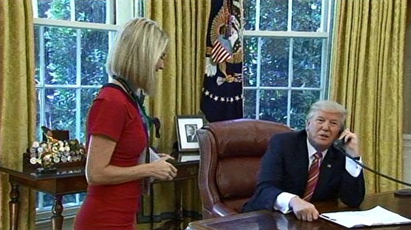 Caitríona meets President Trump Picture: Twitter/@markknoller